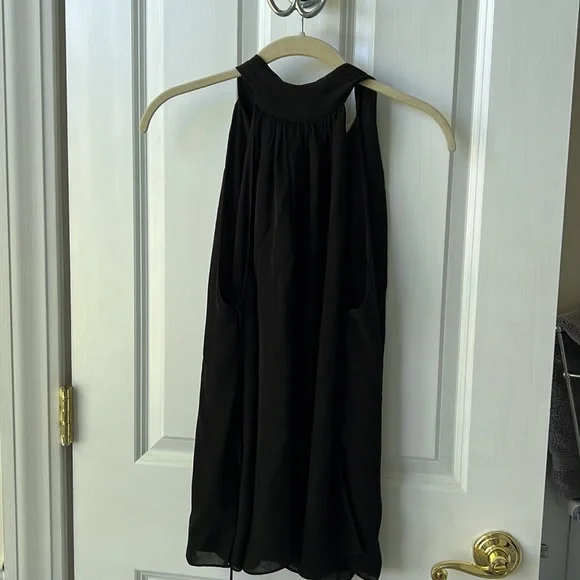 Haute hippie silk tie neck top with laced sides - Picture 1 of 5